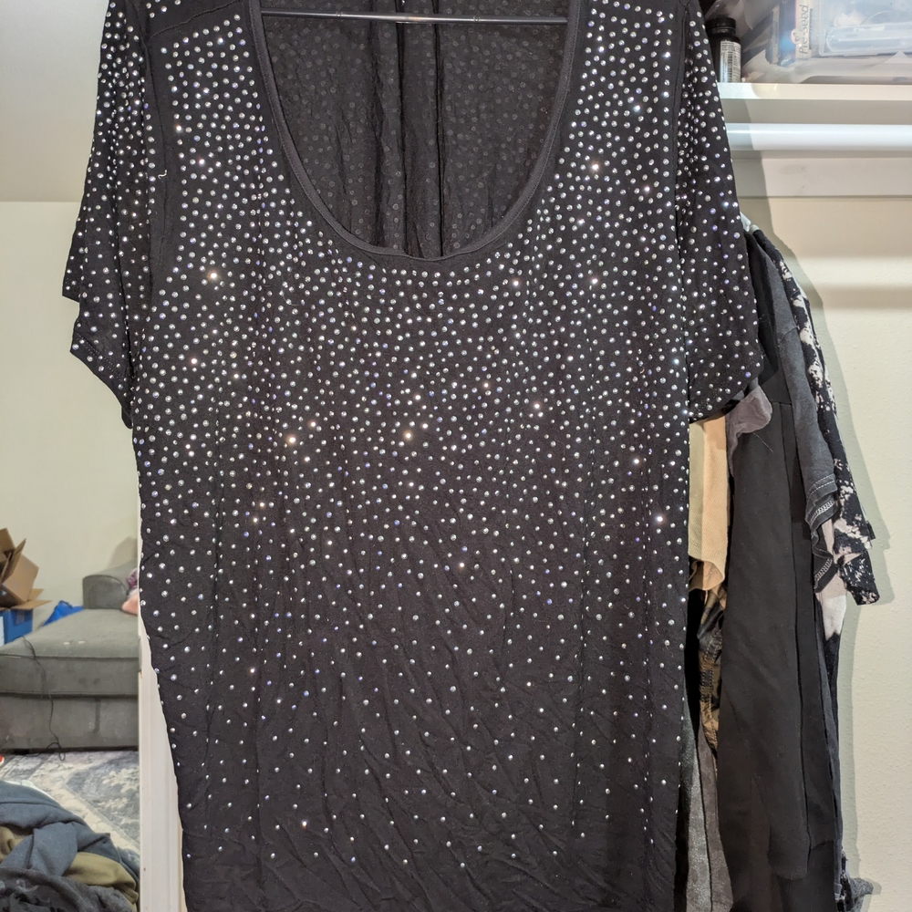 Calvin Klein Black Studded Short Sleeve Top